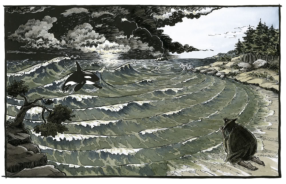 An interpretation of a scene from The Fisherman and His Wife.